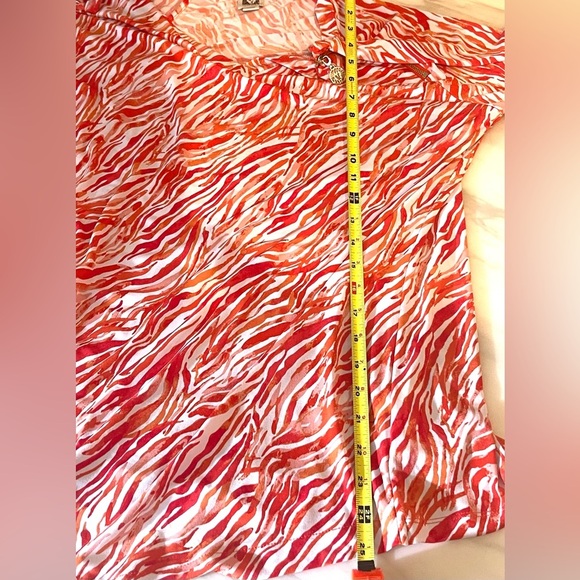 Anne Klein Women’s Animal Print Long Sleeve Blouse Pullover Orange Size XL - Picture 7 of 11